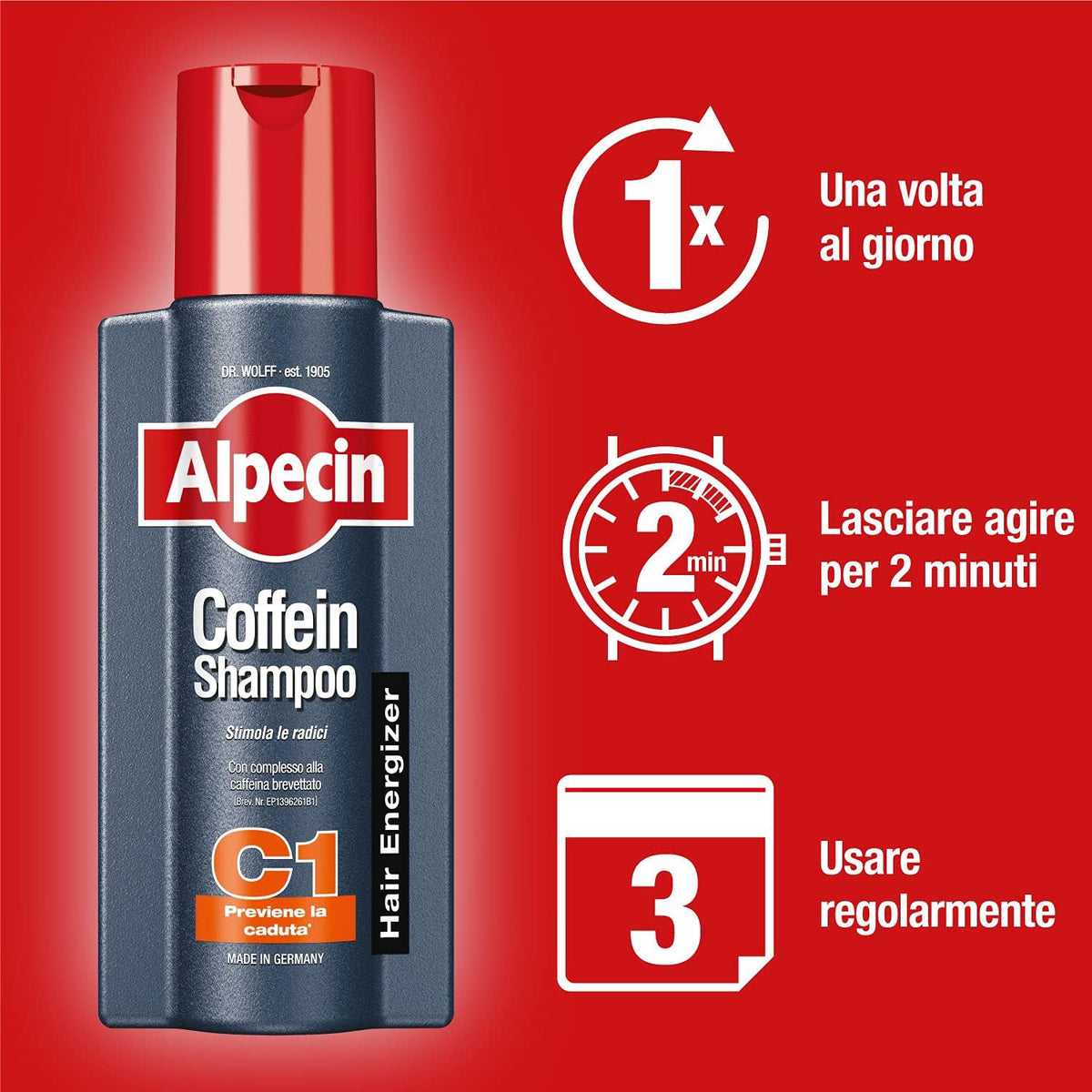 Alpecin energizing scalp shampoo back label instructions