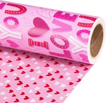 RUSPEPA Valentine's Day Reversible Wrapping Paper Roll front view showcasing pink and red heart pattern.