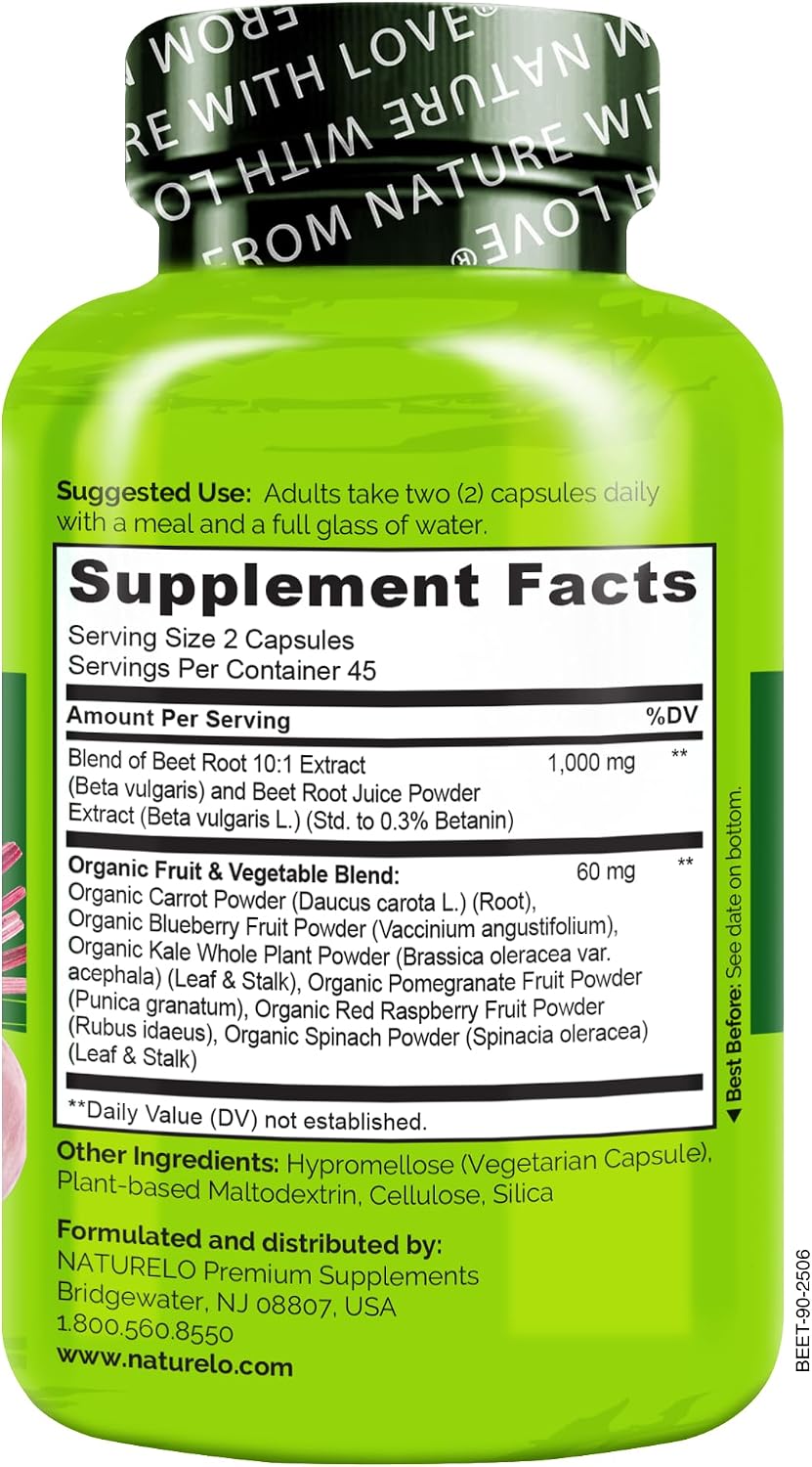 Naturelo Beet Root 90 Capsules packaging and safety seal