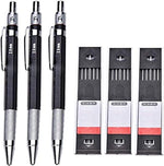 Warmshine 3 Pack 2.0mm 2B Lead Holder Mechanical Pencil front view showing black metal barrels