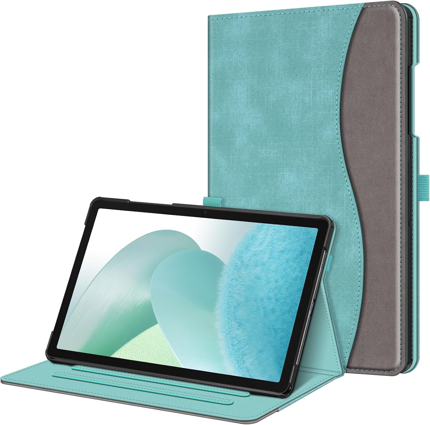 Fintie Samsung Galaxy Tab A9 Plus tablet cover in turquoise shown from front view.