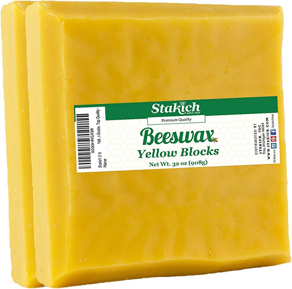 Stakich yellow beeswax block front view