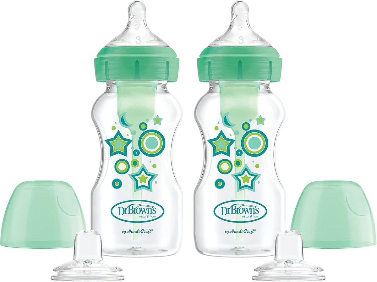 Dr. Brown's Wide-Neck Sippy Bottle Starter Kit, Green, 6m+ - Image 15