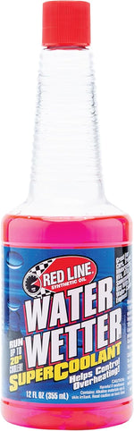 Red Line 80204 WaterWetter Super Coolant 12 Ounce front view bottle for engine temperature reduction.