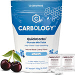 Carbology Glucose MiniTabs front packaging showing natural black cherry flavor.