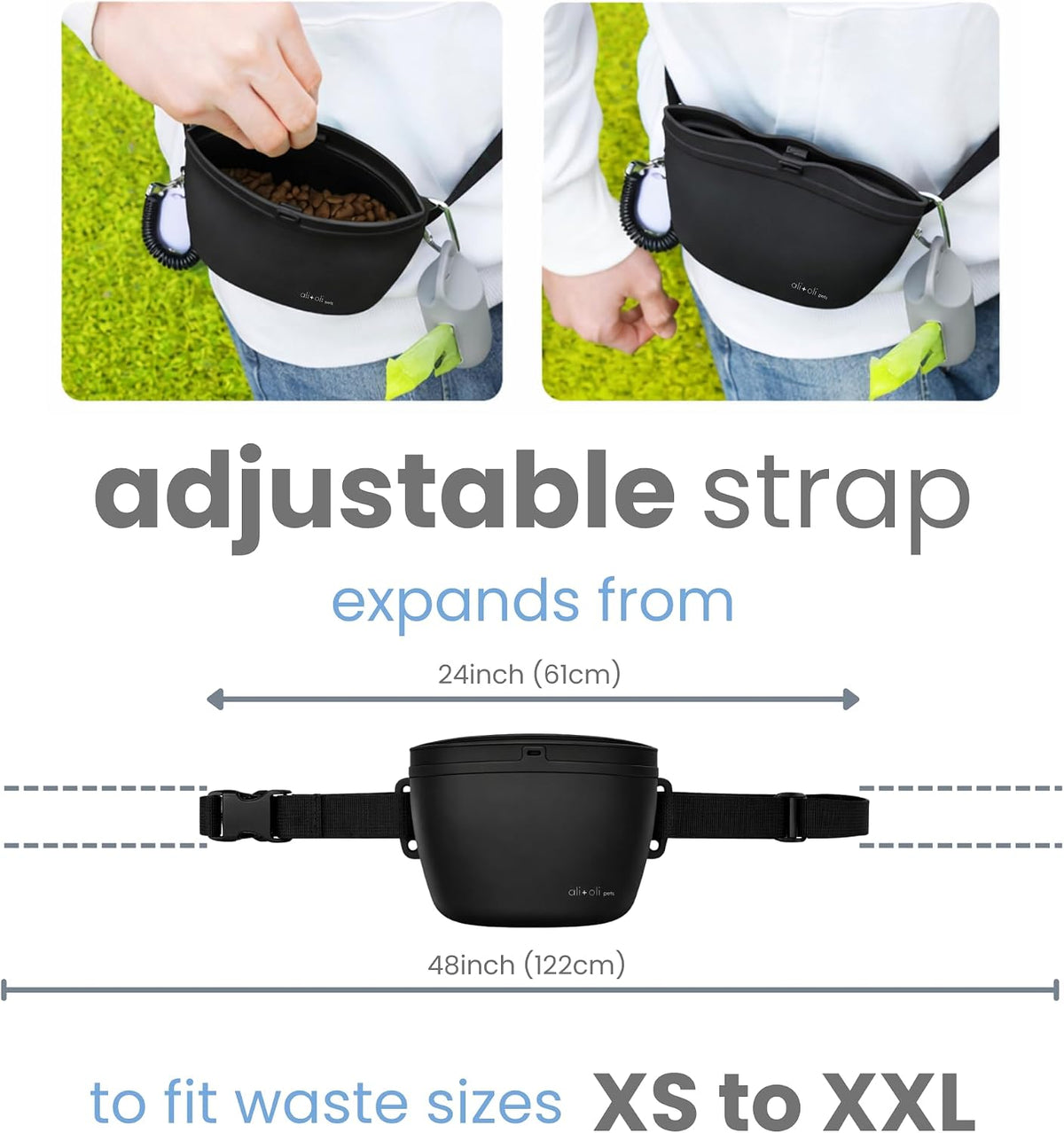 Closeup of magnetic closure on training treat pouch