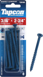 Tapcon 3/16 x 2-1/4" Star Head Blue Climaseal(TM) Concrete Screws, 75 PCS | Corrosion Resistant Coating, Heavy-Duty Concrete and Masonry Screws, Superior Holding Strength, Drill & T-25 Bit Included - Image 12