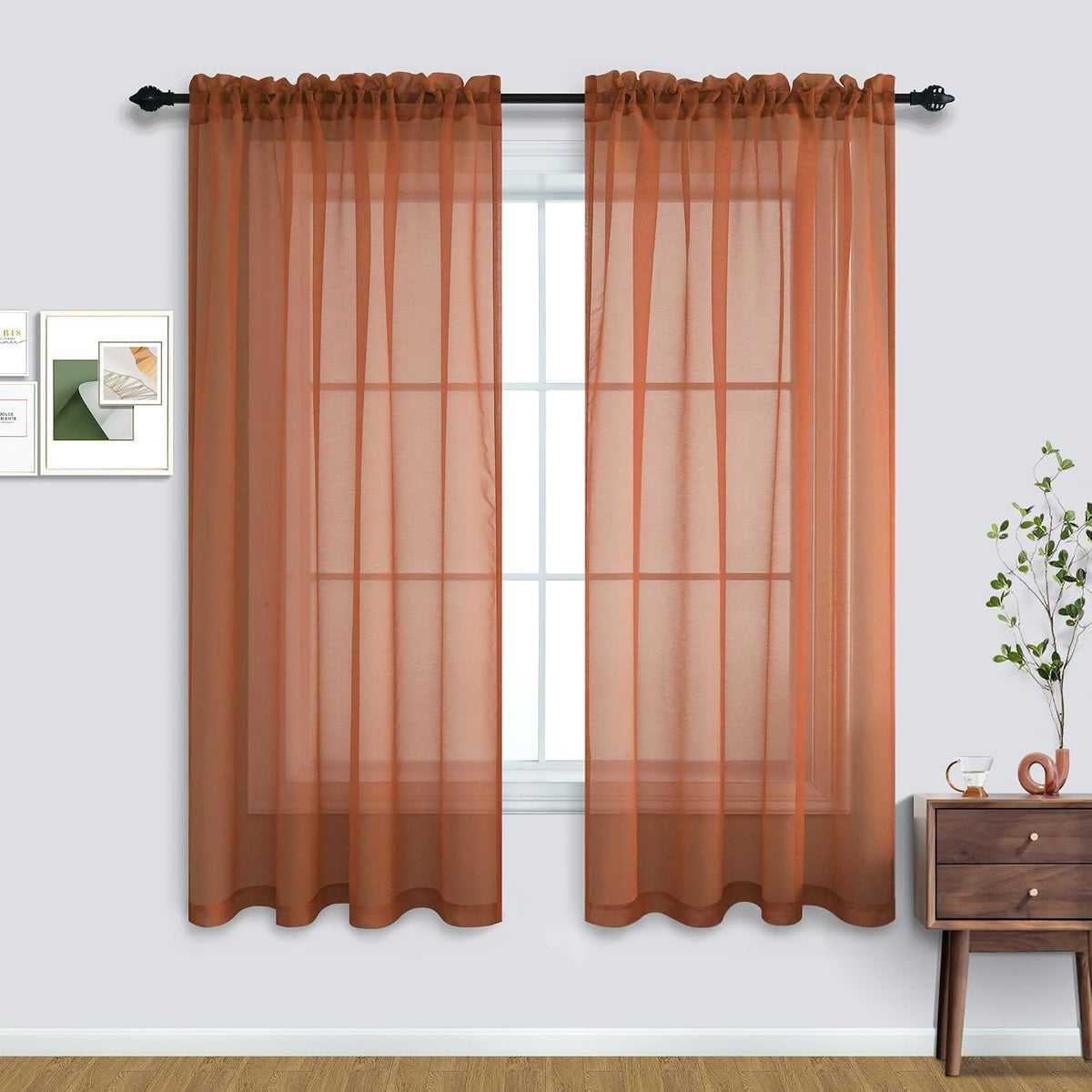 Pitalk Black Sheer Curtains 96 Inches Long for Living Room 2 Panels Set Rod Pocket Black Window Curtains for Bedroom 8FT Length - Image 13