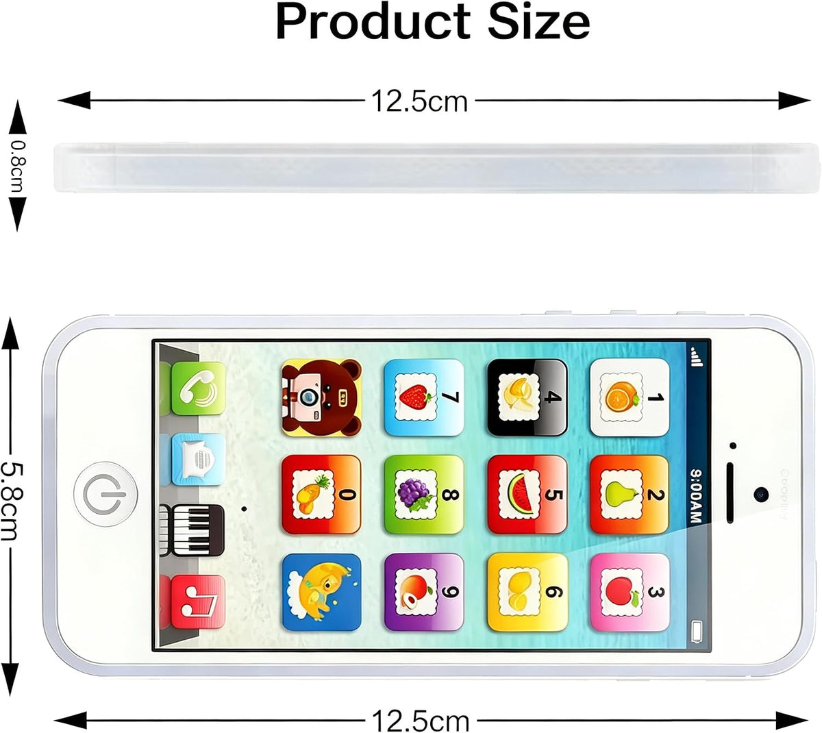 Cooplay White Smart Phone Toy Music Lullaby YPhone Song Touch Screen USB Recharable Cell Phone Learning English Mobile for Toddler Child Christmas - Image 5
