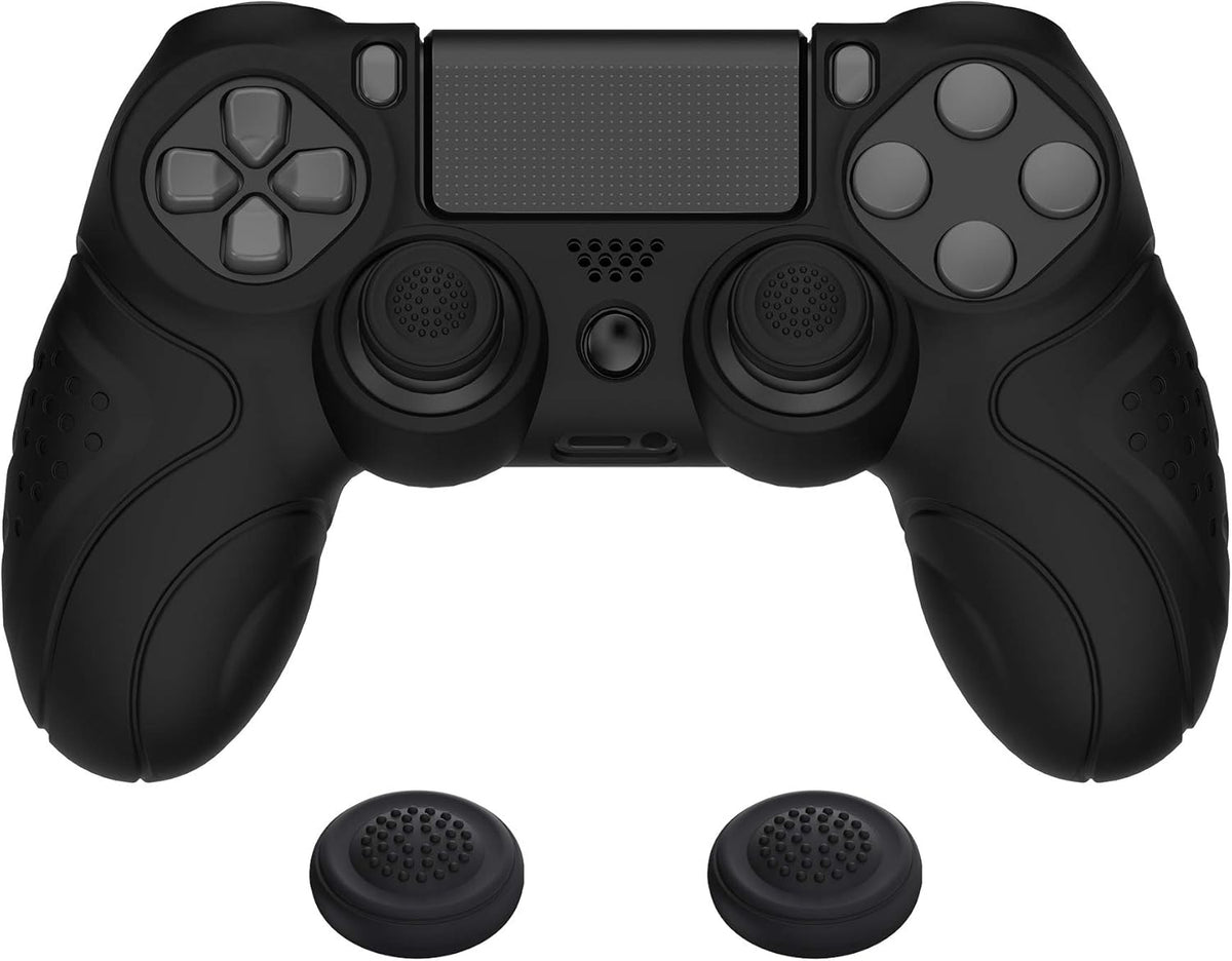 PlayVital PS4 controller silicone case cover front view in black