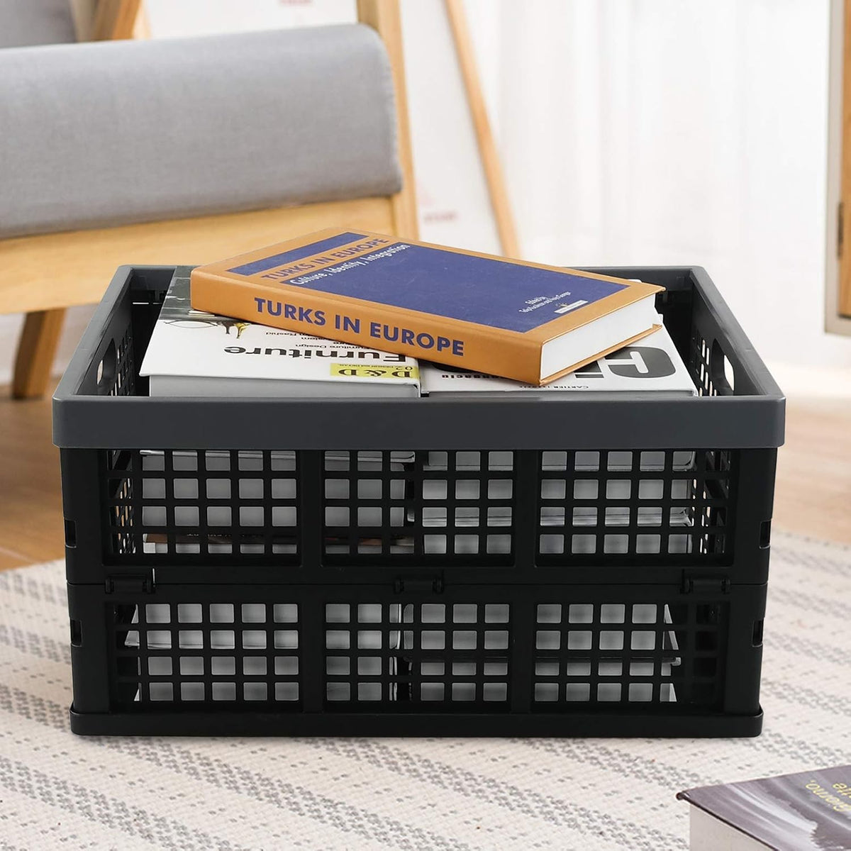 Sosody 34 litre plastic storage crate side handle detail