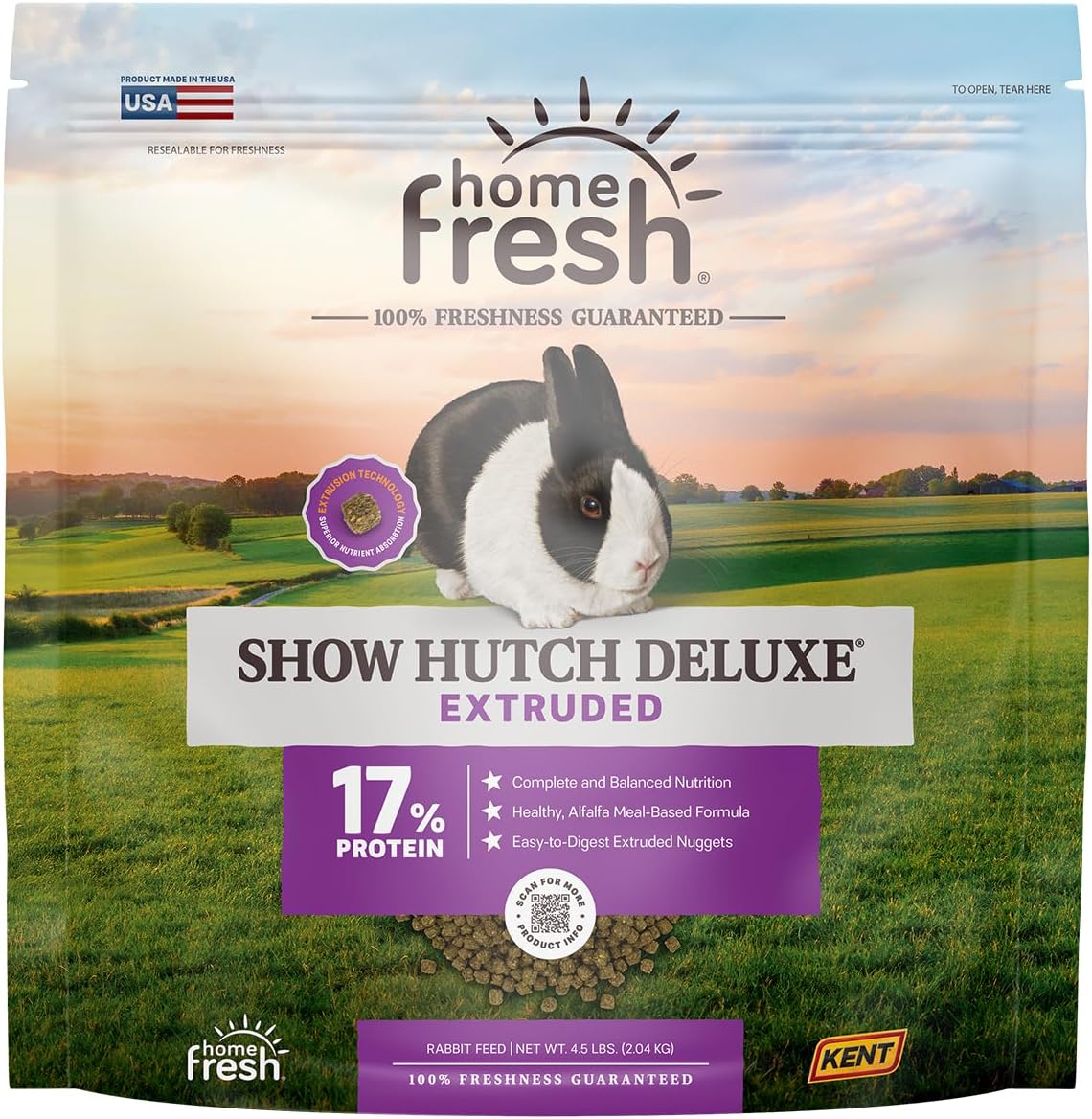 Blue Seal Home Fresh Show Hutch Deluxe 17 Rabbit Food 4.5 Pound front view packaging showing extruded pellets icon.