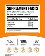 BulkSupplements branched chain amino acids supplement nutrition label details