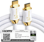 Fusion8K White HDMI 2.1 Cable flexible braided cord texture view