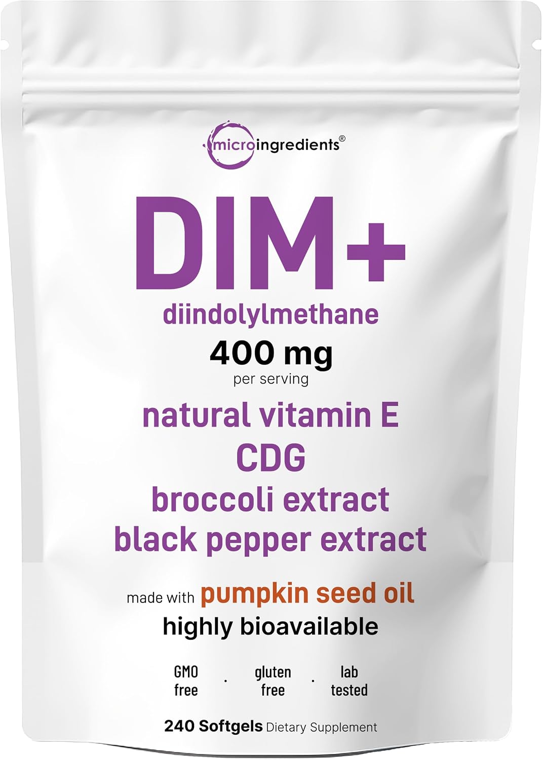Micro Ingredients DIM Plus Supplement front view pouch