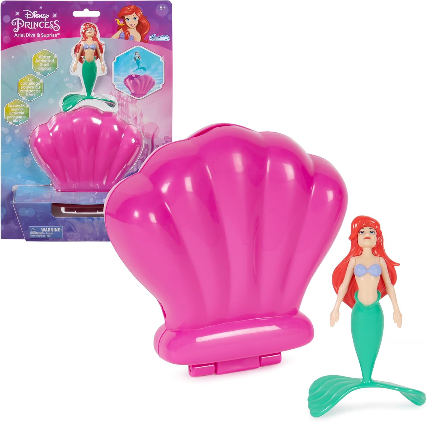 SwimWays Ariel Dive And Surprise pool toy packaging front view featuring Disney Princess artwork