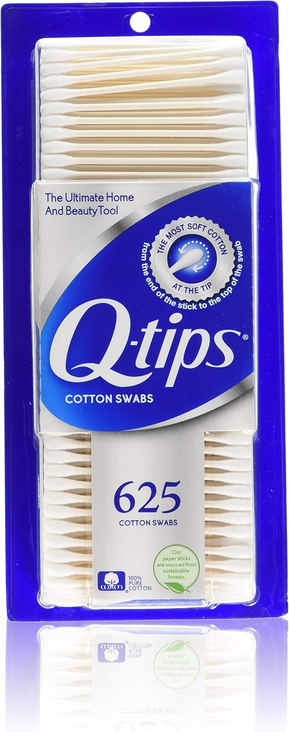Q-tips cotton swabs 625 count pack of 5 front view imported beauty applicator