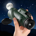 Fishing Superstore 10x40 monocular telescope front view showing the large objective lens cover.