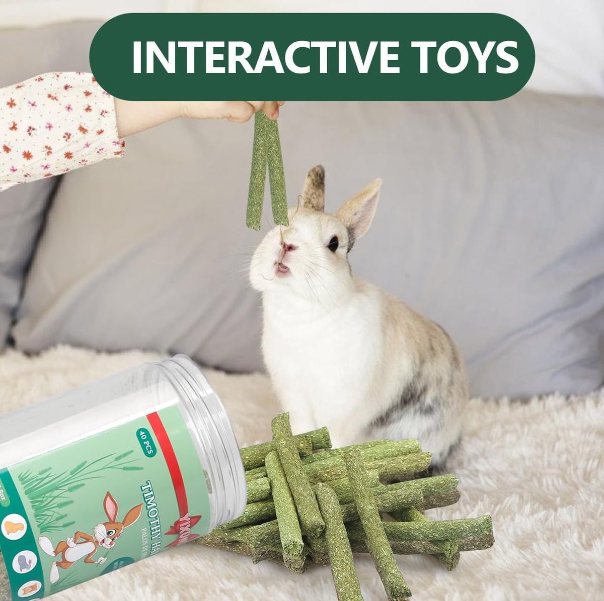 YIXUND rabbit chew toys jar packaging displaying premium small animal treats