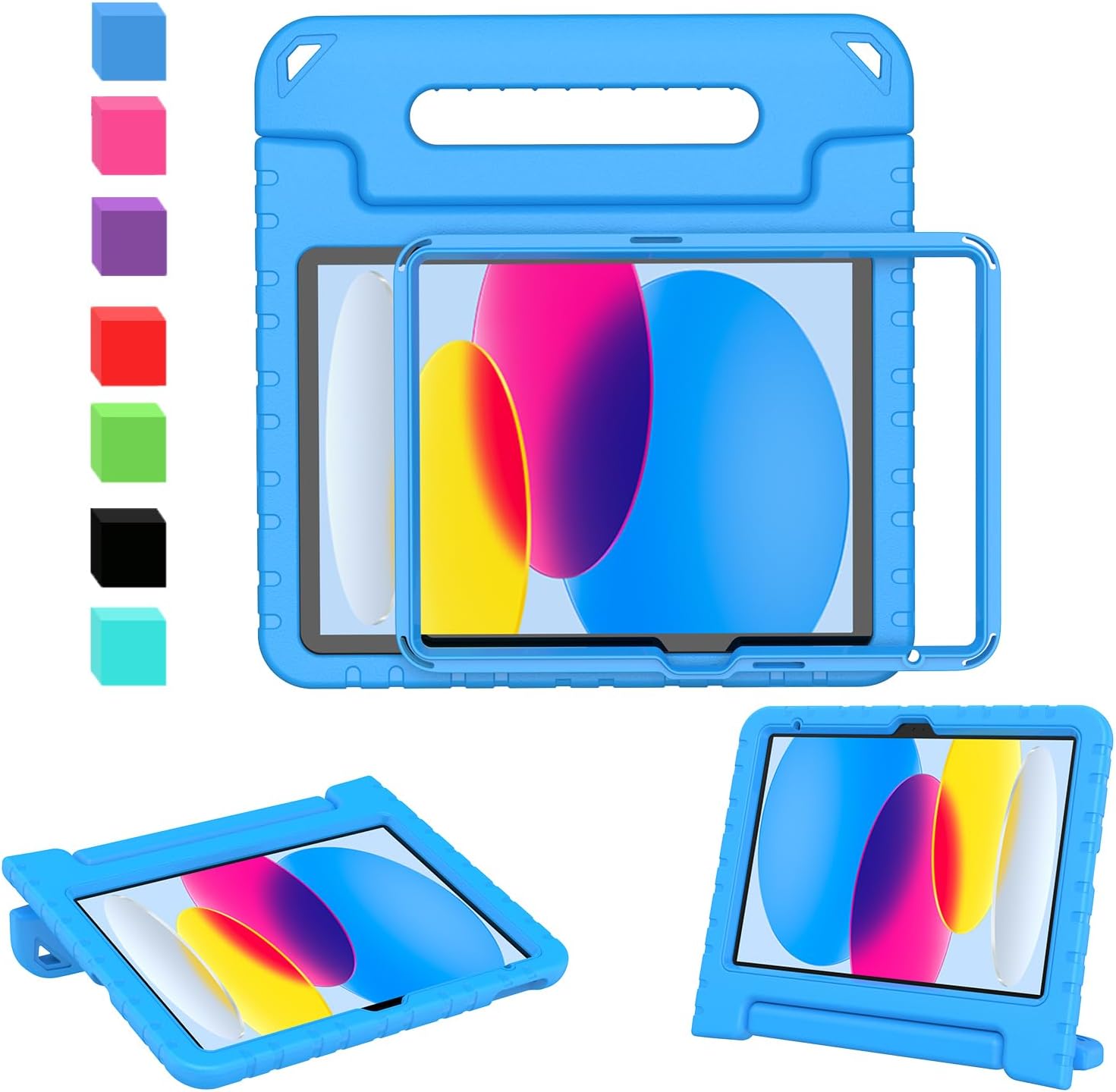 AVAWO kids case for iPad front view showing built-in screen protector