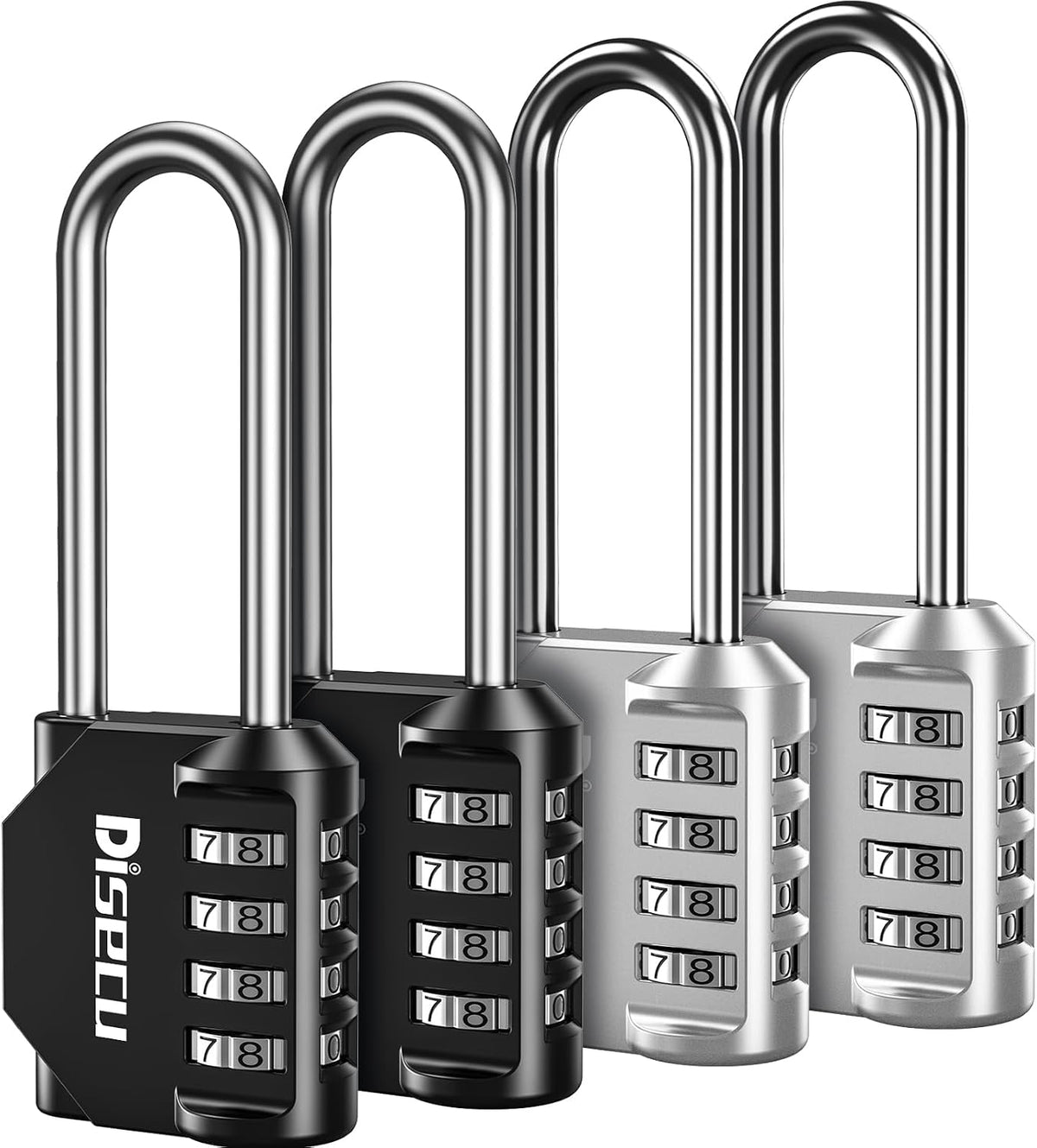 2 Pack disecu 2.6 Inch Long Shackle Combination Lock, 4 Digit Outdoor Waterproof Padlock for School Gym Locker, Sports Locker, Storage Unit, Gate, Fence, Toolbox, Cabinet (Black) - Image 14