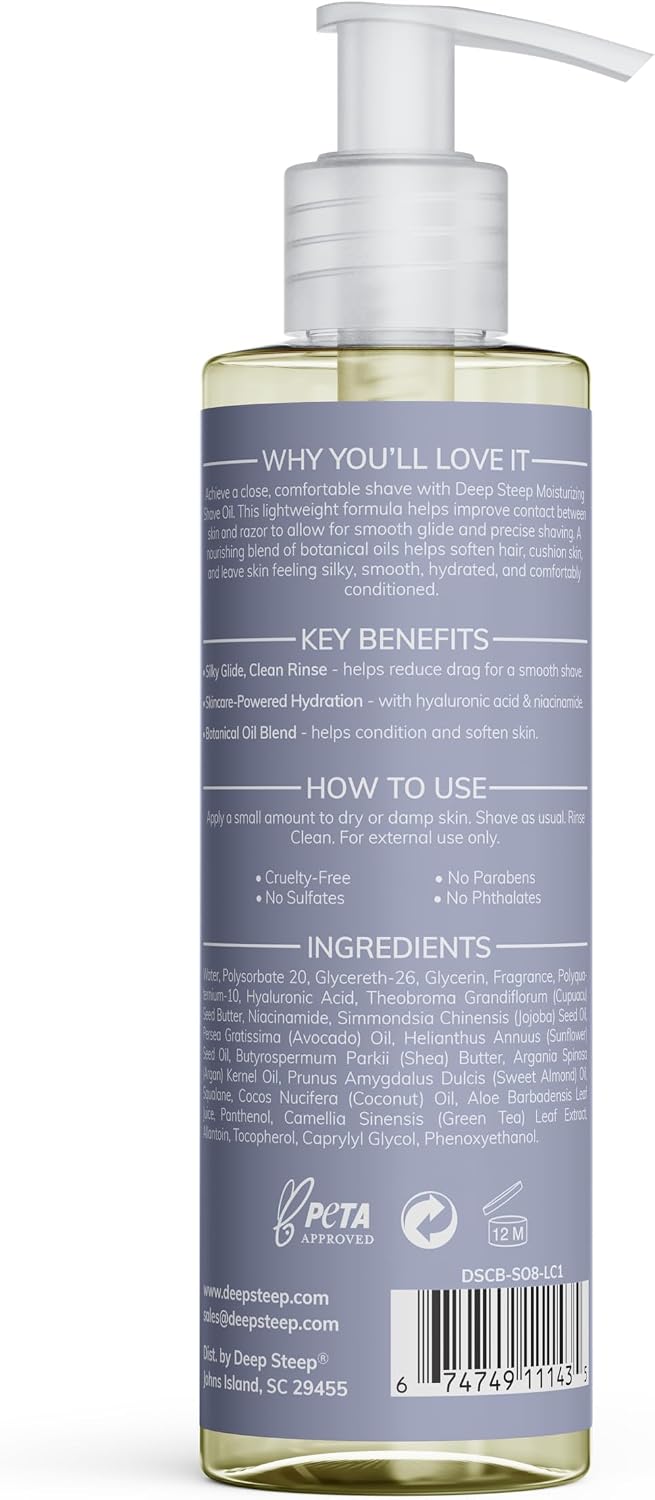 Deep Steep moisturizing shave oil texture and silky glide demonstration