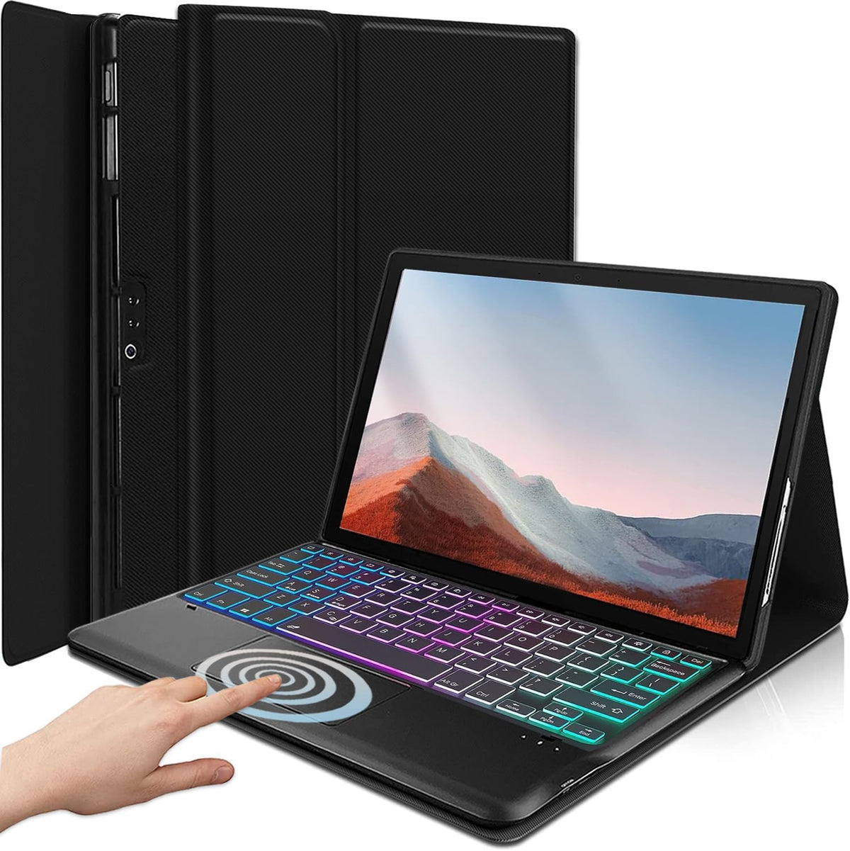 DKAHOEE backlit touchpad keyboard case front view for Microsoft Surface Pro