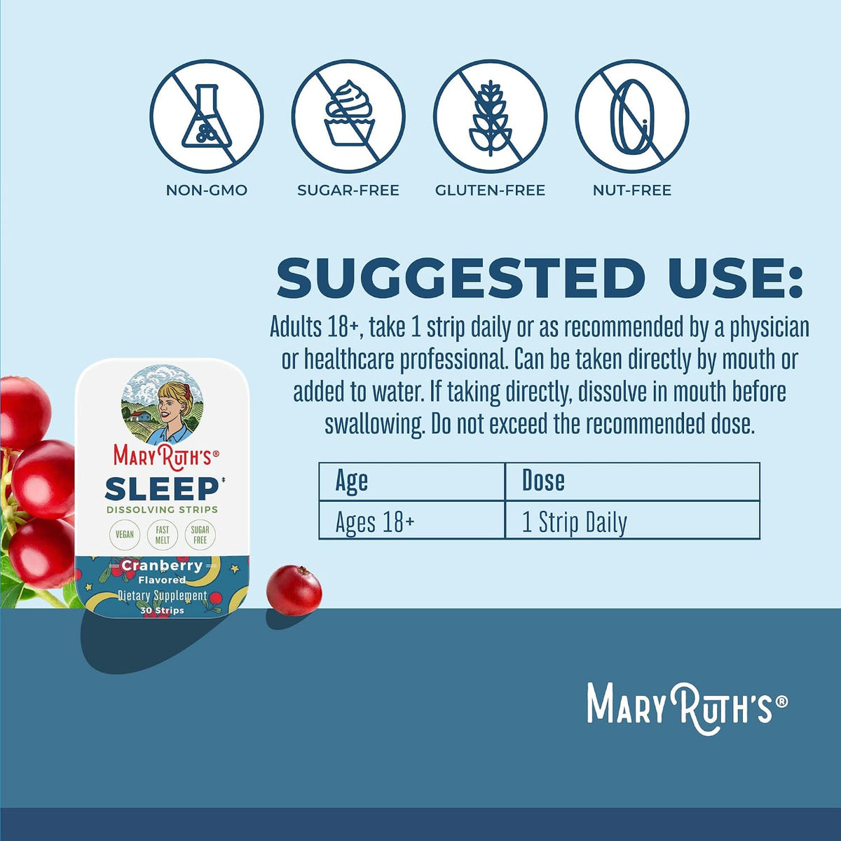 MaryRuth's fast-melting oral strips pouch packaging