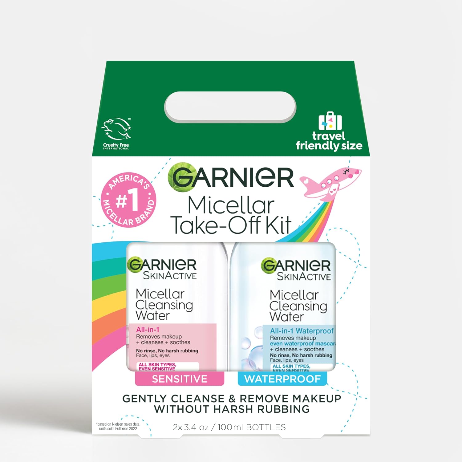 Garnier micellar water travel size take-off kit front view packaging