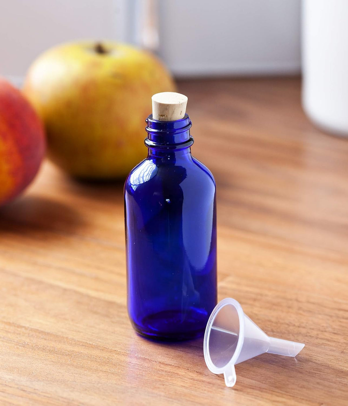 Juvitus boston round glass bottle set showing thick dark blue glass