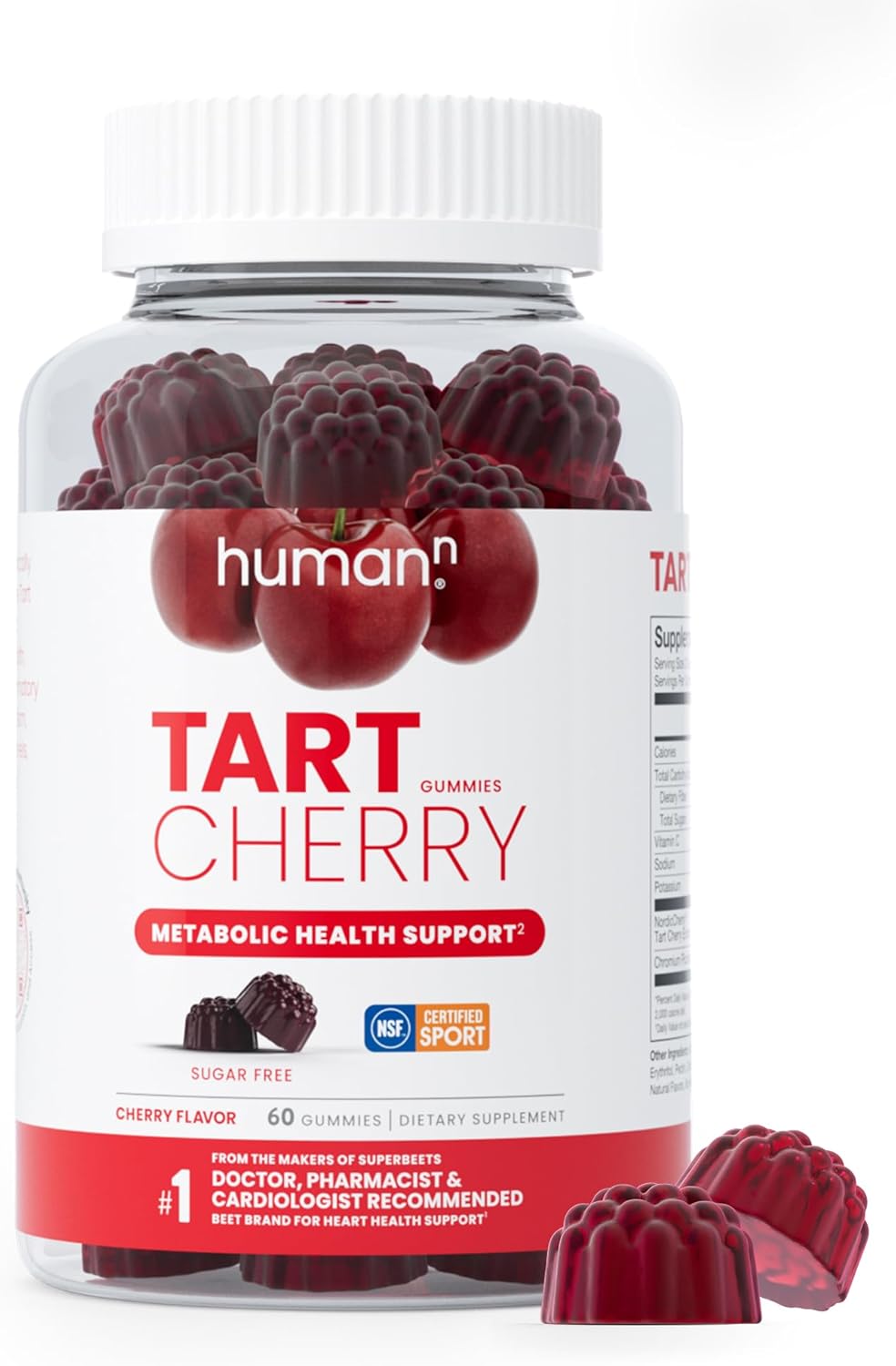 Humann Tart Cherry Gummies - Uric Acid, Immunity, Inflammation & Metabolic Health Support – NSF Certified Sport, Powerful Antioxidant & Non-GMO - from Maker of SuperBeets - 60 Sugar-Free Vegan Gummy - Image 1