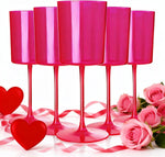 Ciaell 12 Pack Hot Pink Plastic Wine Glasses front view for party planning