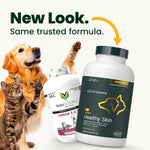 Premium imported pet omega fatty acid supplement for reducing coat shedding.