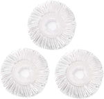 Tidy Monster spin mop replacement head 3 pack front view showing white microfiber design.