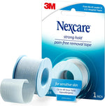 Nexcare Strong Yet Pain Free Tape front view of the single blue roll packaging.