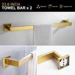 Lava Odoro 23.6 inch brushed gold towel bar mounted on wall