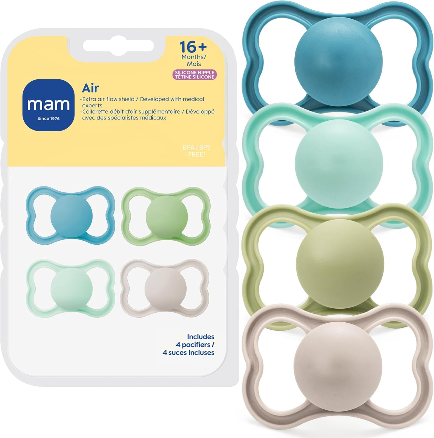 MAM Air Pacifier 16+ Months front view with airflow shield