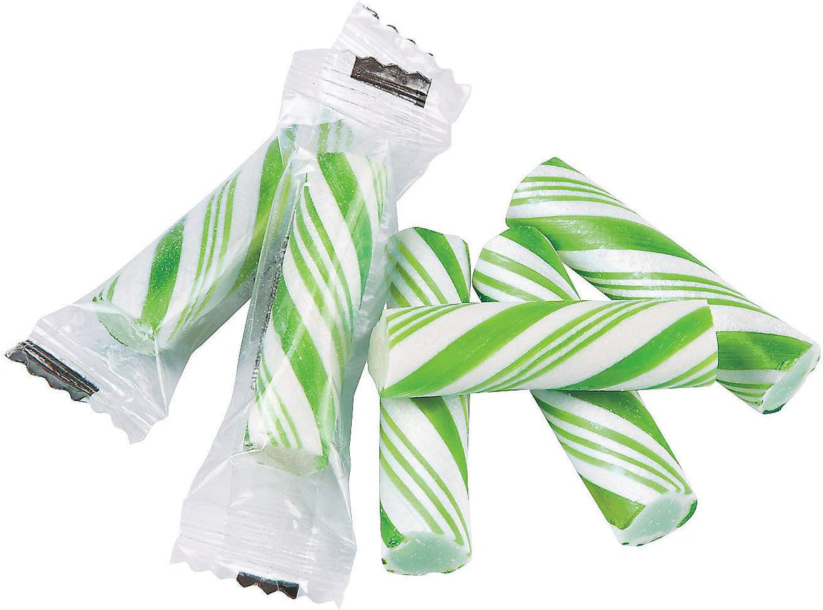 Fun Express pink and white striped old fashioned mini hard candy sticks
