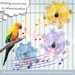 Parakeet training toy with internal colorful rattling beads close up
