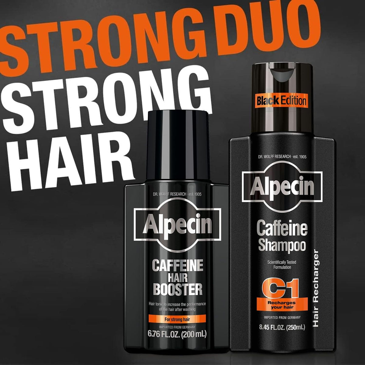 Alpecin hair growth tonic bottle upright display
