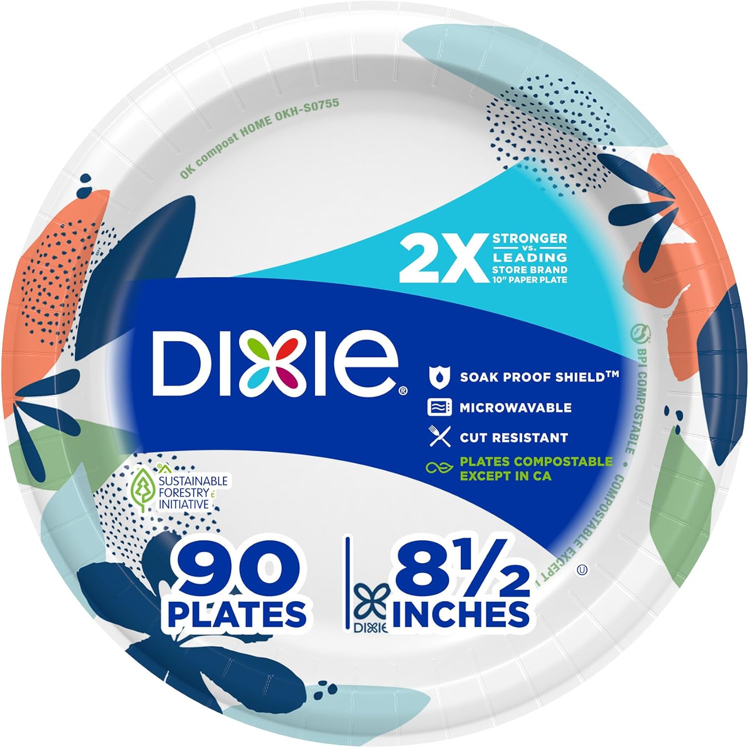 Dixie Everyday Paper Plates 90 count front view disposable dinnerware