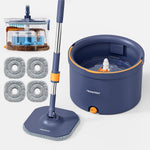 HoMettler Spin Mop and Bucket Set front view showing dual water separation system.