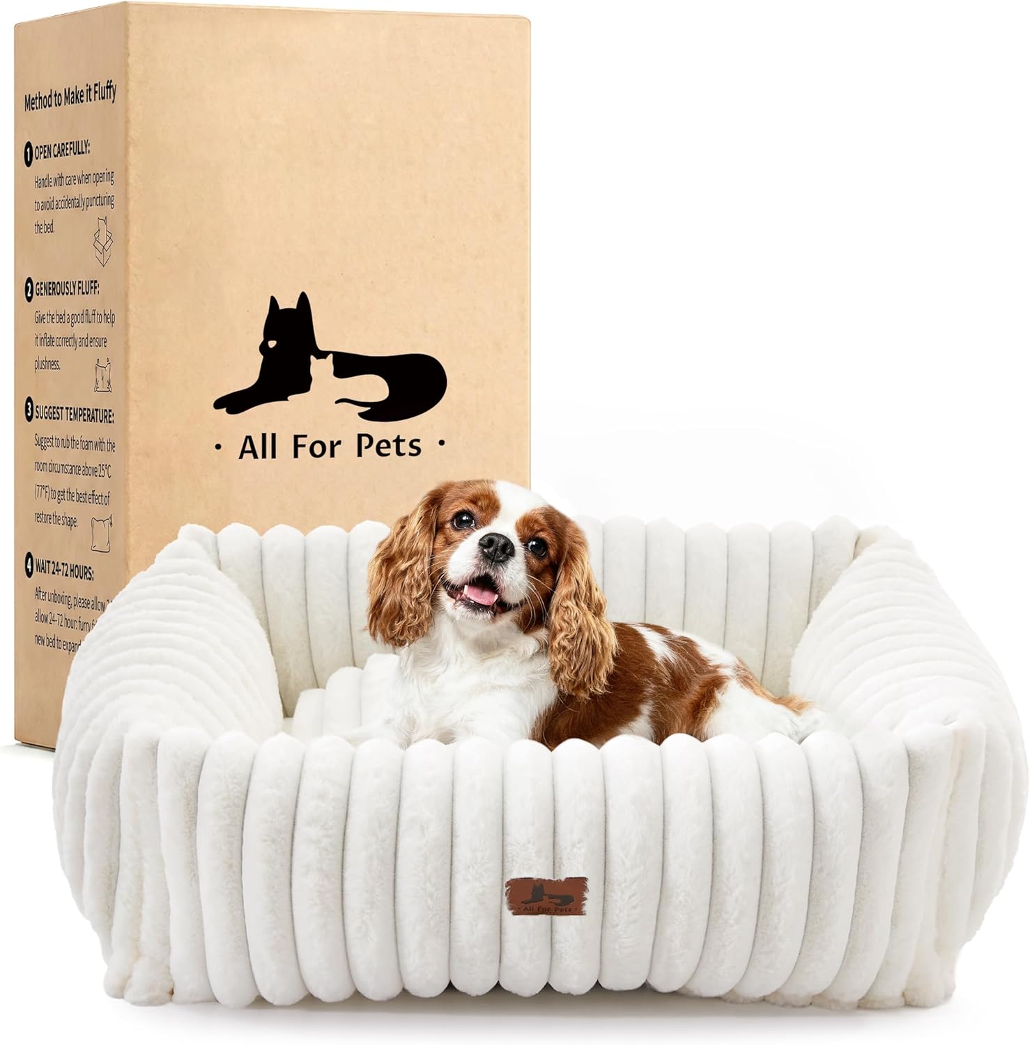 Warmrest orthopedic corduroy dog bed front view