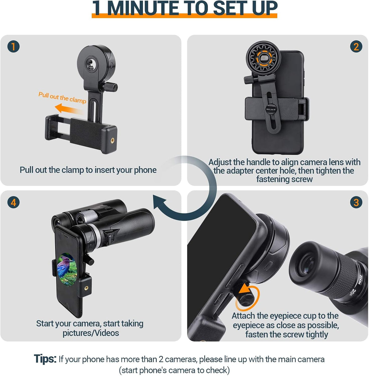 Lakwar telescope adapter connected to a spotting scope