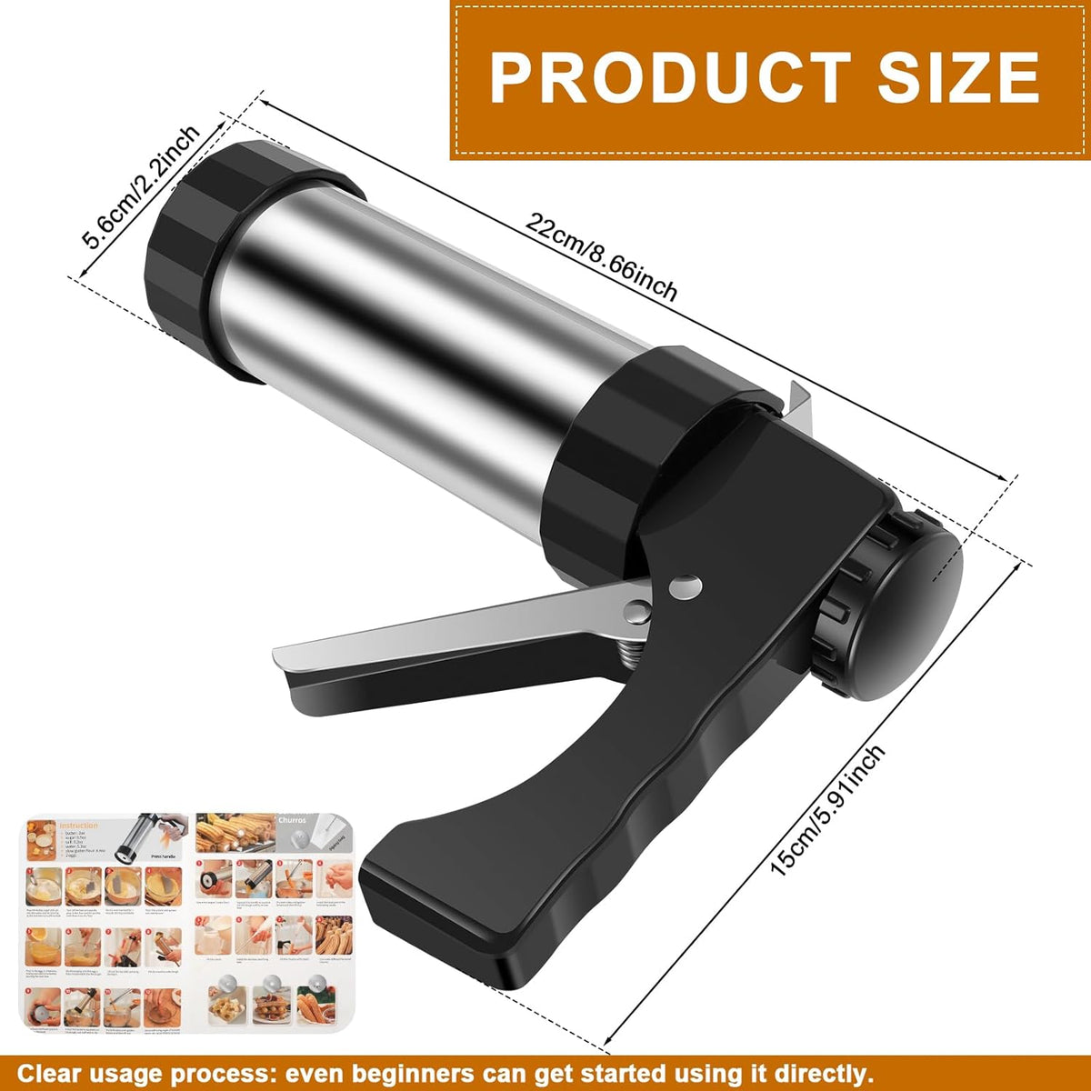 OKYMOTOR stainless steel churro maker barrel and handle