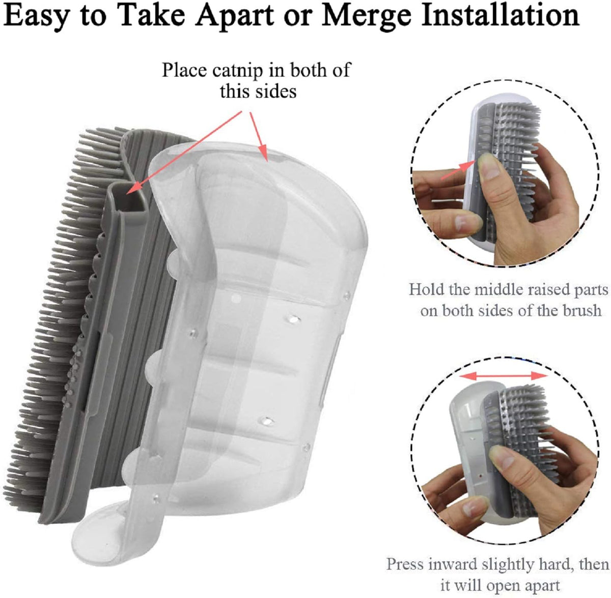 Close-up view of the eco-friendly plastic bristles on the Kingtree cat self massager tool