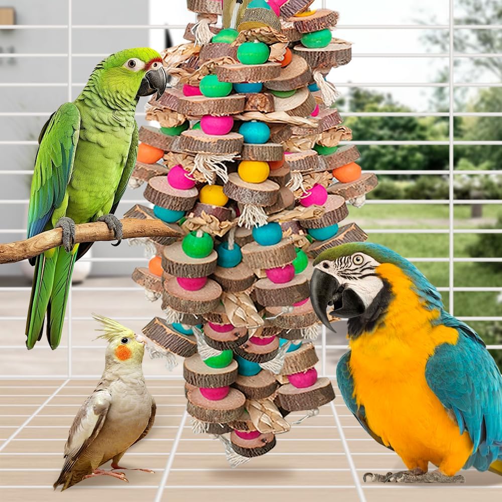 Durable bird chew accessory for Amazon parrots top view