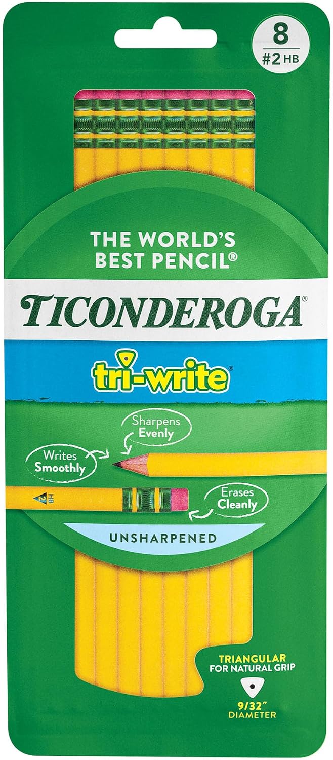Ticonderoga Tri-Write Wood-Cased Pencils, 2HB Soft, Yellow, 12 Count - Image 9