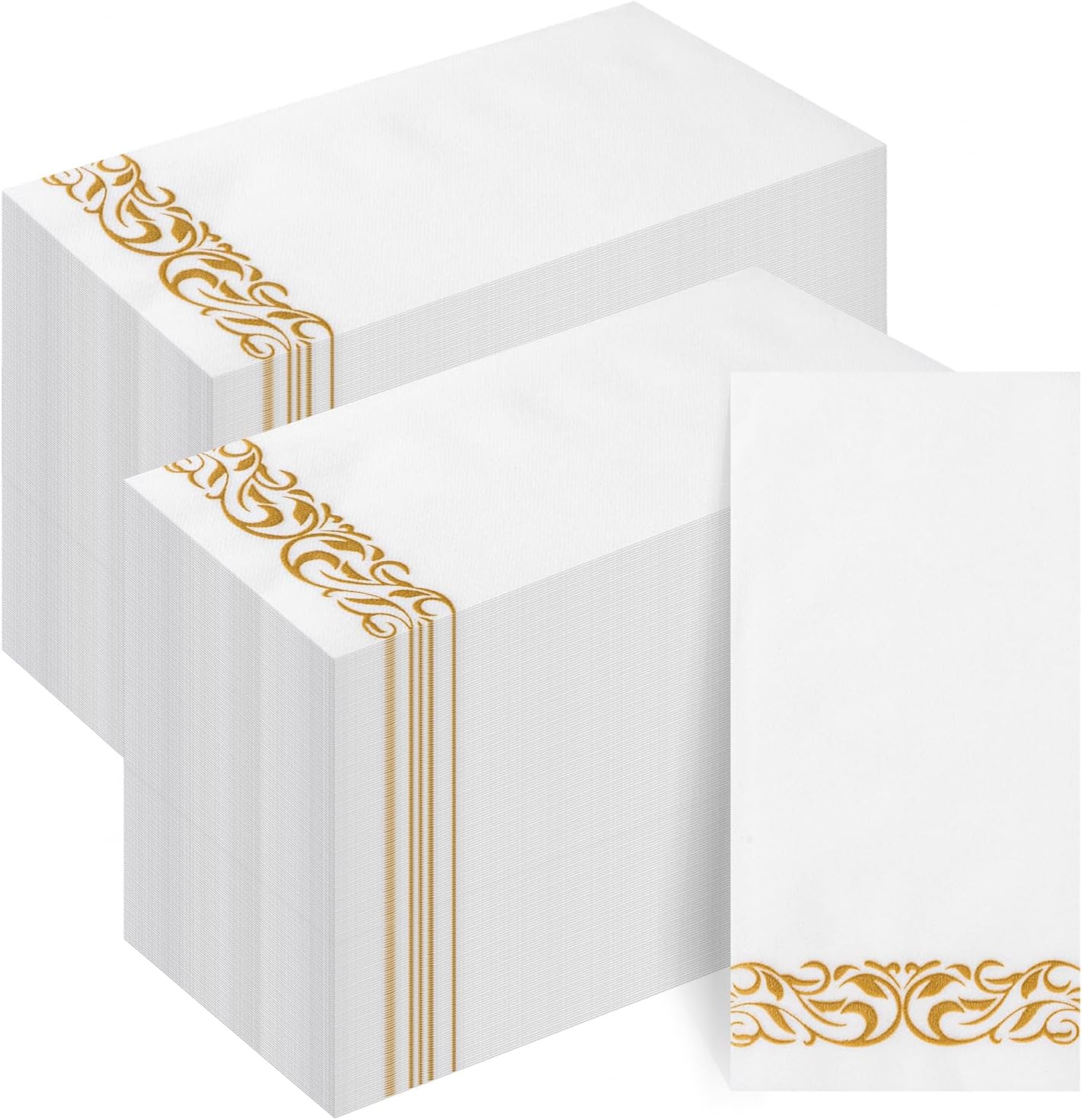 Goodluck disposable guest towels front view gold trim napkins