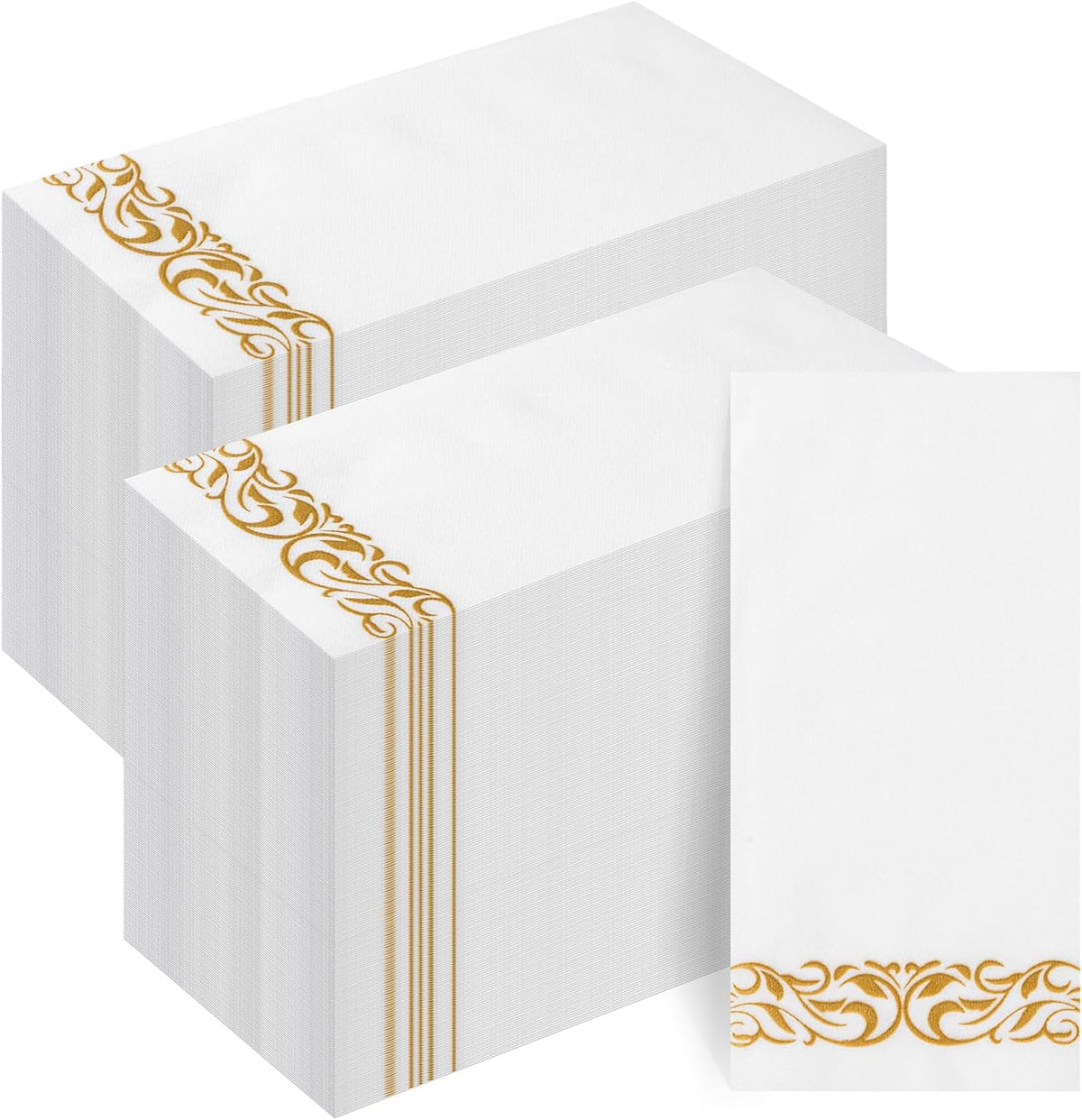 Goodluck disposable guest towels front view gold trim napkins